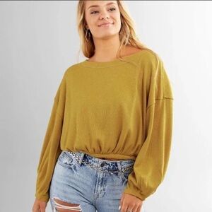 We The Free Oversized Bubble Crop Pullover light Sweater Medium Free People